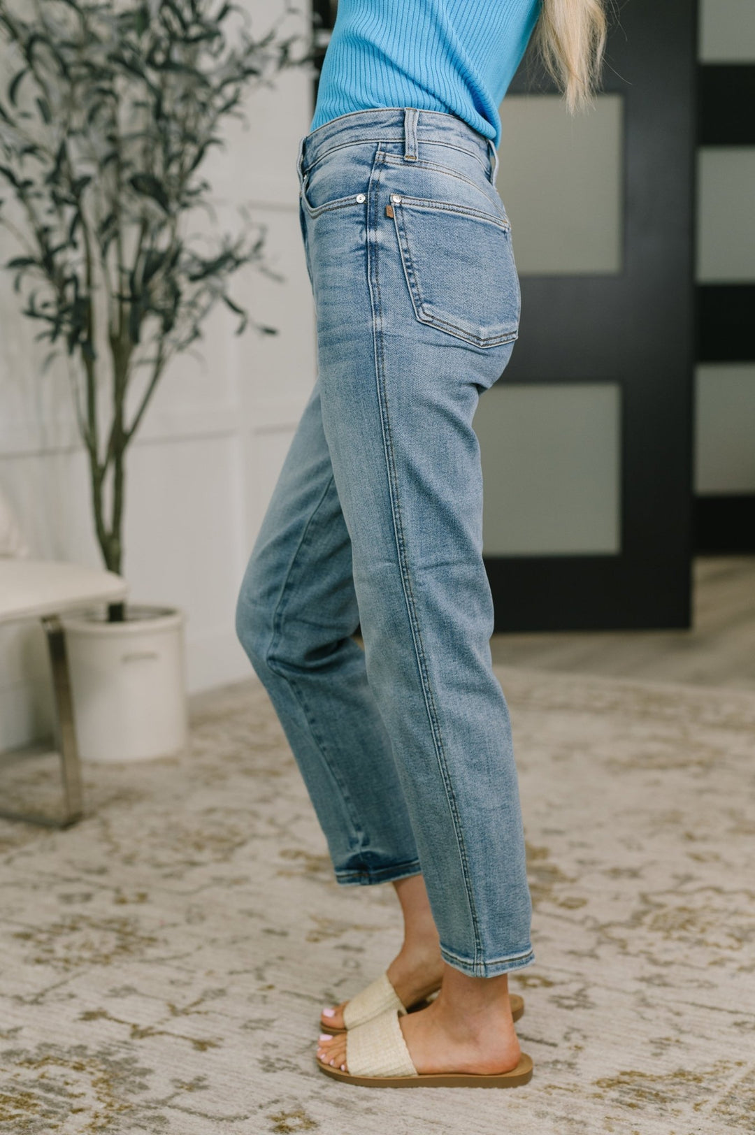 Carla High Waist Ankle Straight Jean in Break Through Blue - Simply Polished Boutique