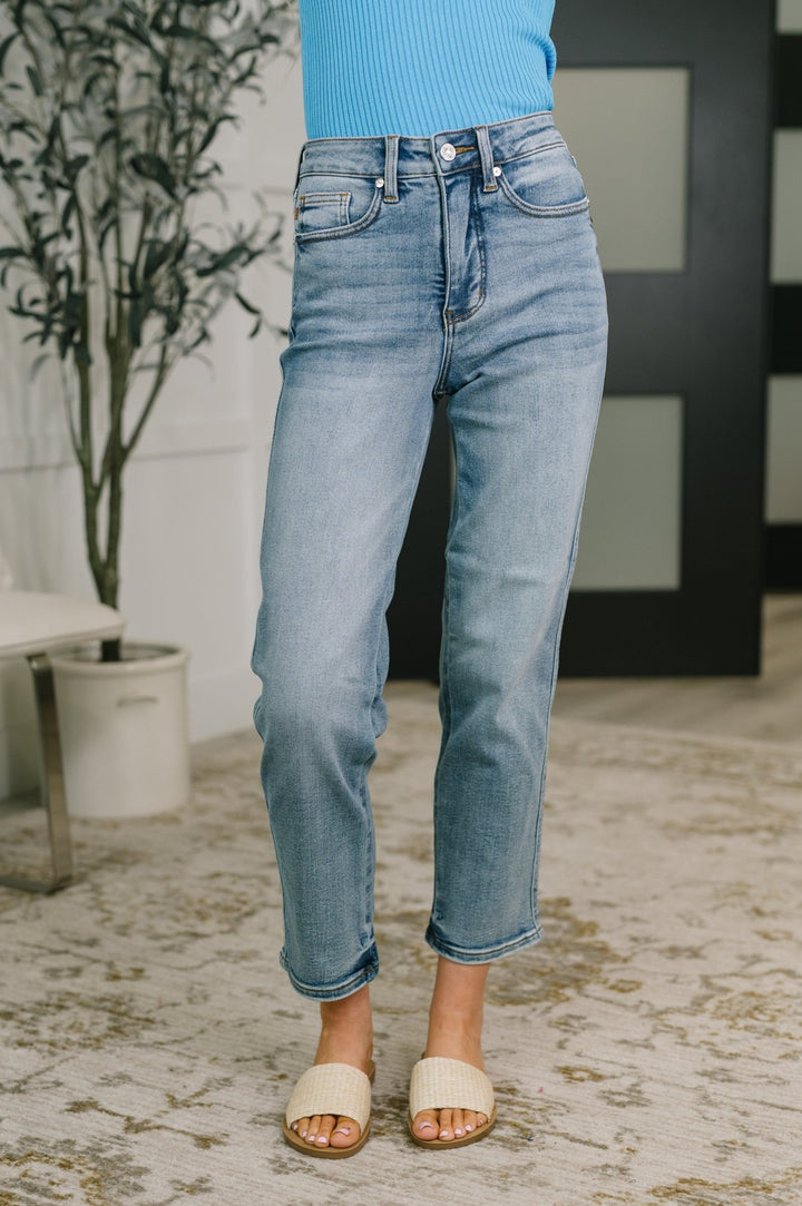 Carla High Waist Ankle Straight Jean in Break Through Blue - Simply Polished Boutique