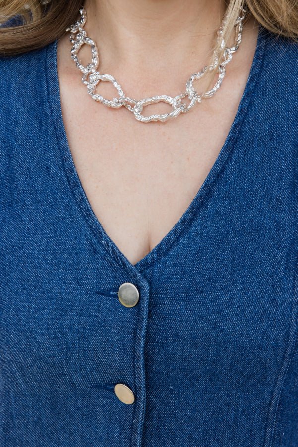 Caylee Denim Embroidered Dress - Simply Polished Boutique