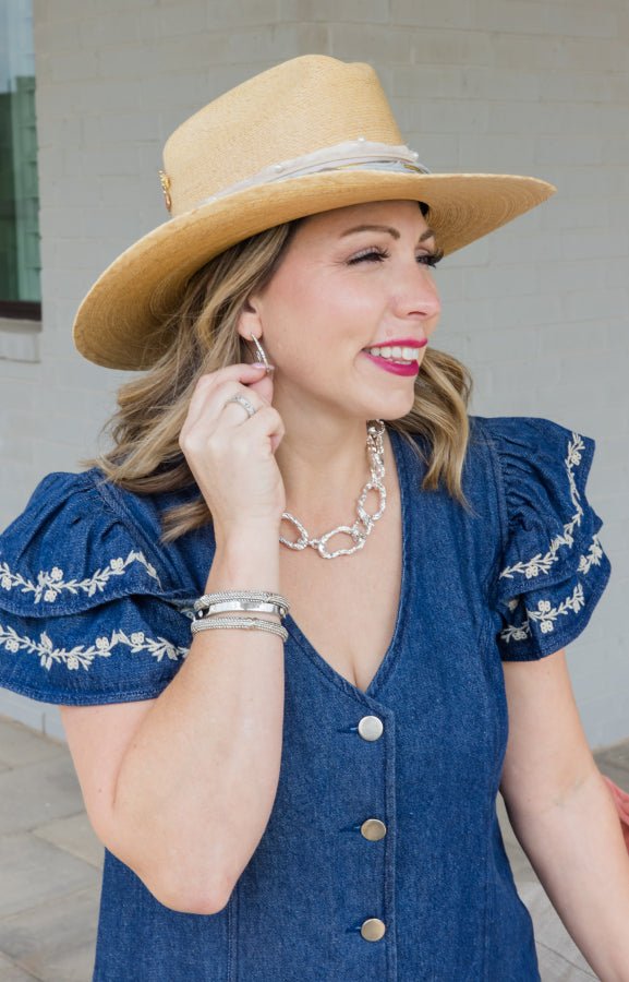 Caylee Denim Embroidered Dress - Simply Polished Boutique