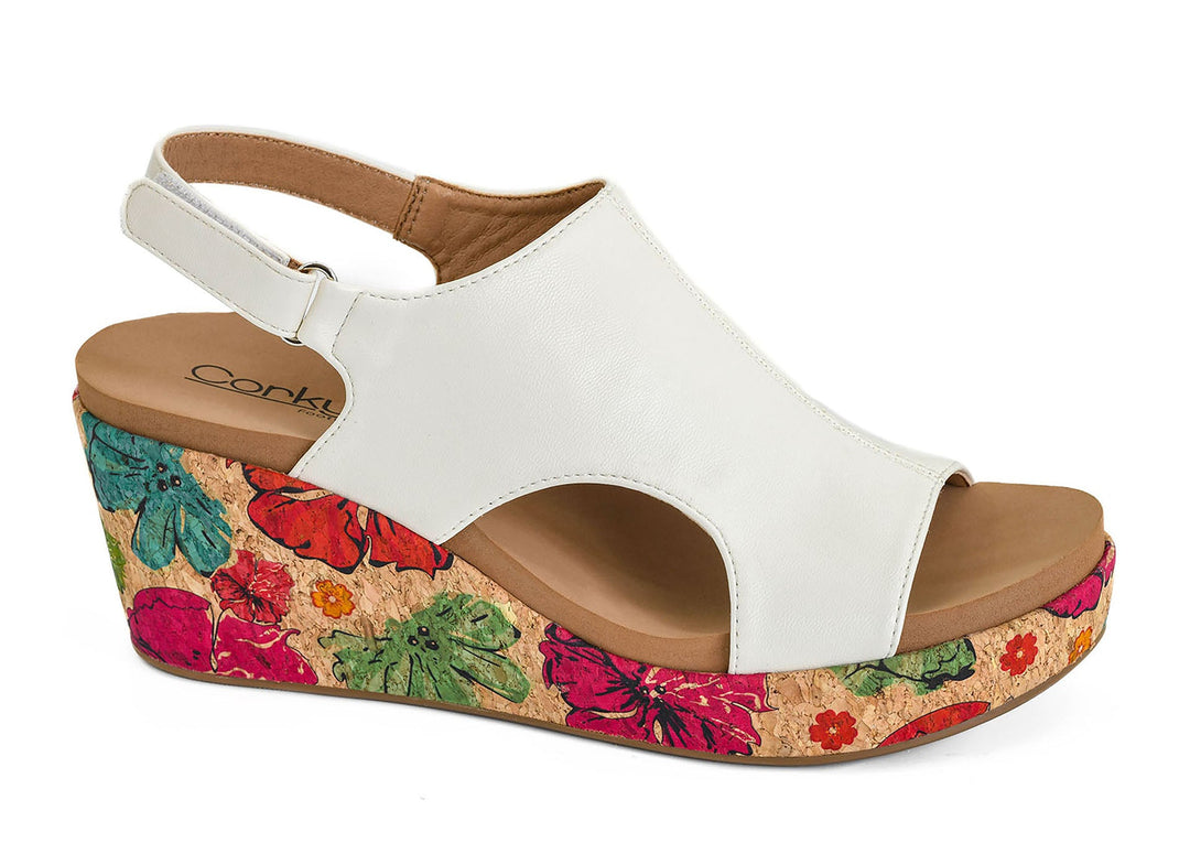 Corkys Carley White Floral Wedge - Simply Polished Boutique
