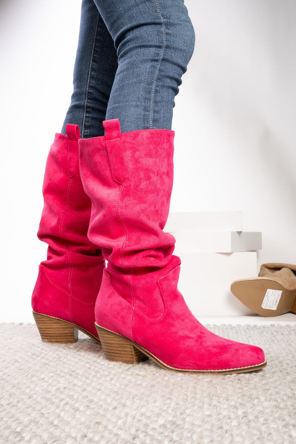 Corkys City Slicker Pink Faux Suede Boots - Simply Polished Boutique