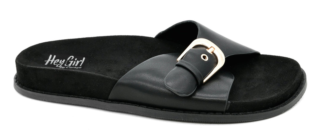 Corkys Passport Black Slides - Simply Polished Boutique