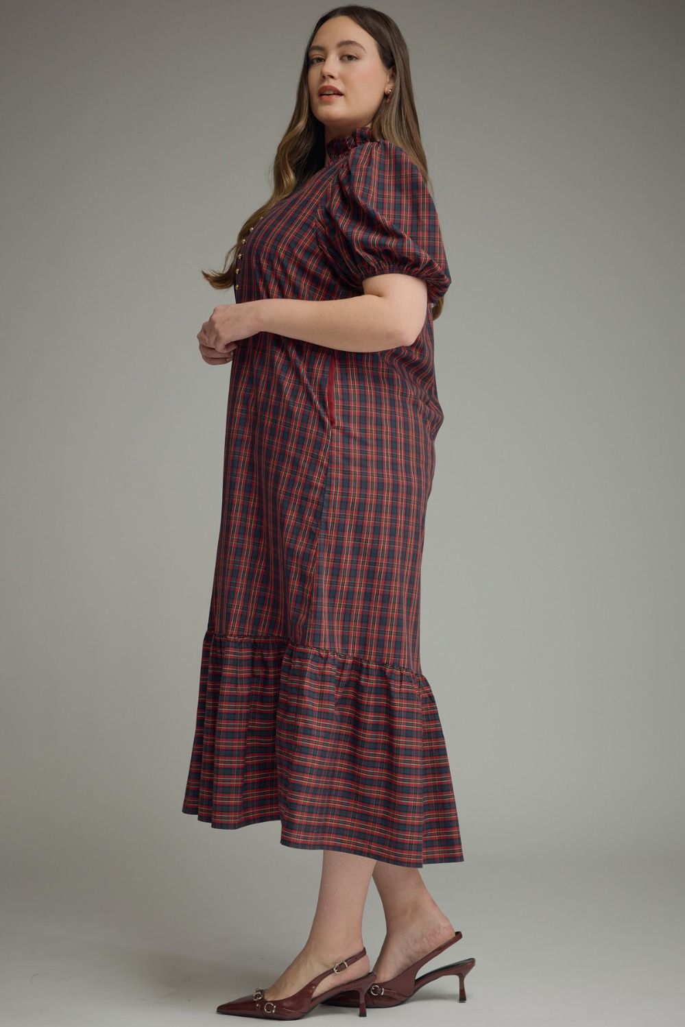Cranberry Charm Plaid Midi Dress - Simply Polished Boutique