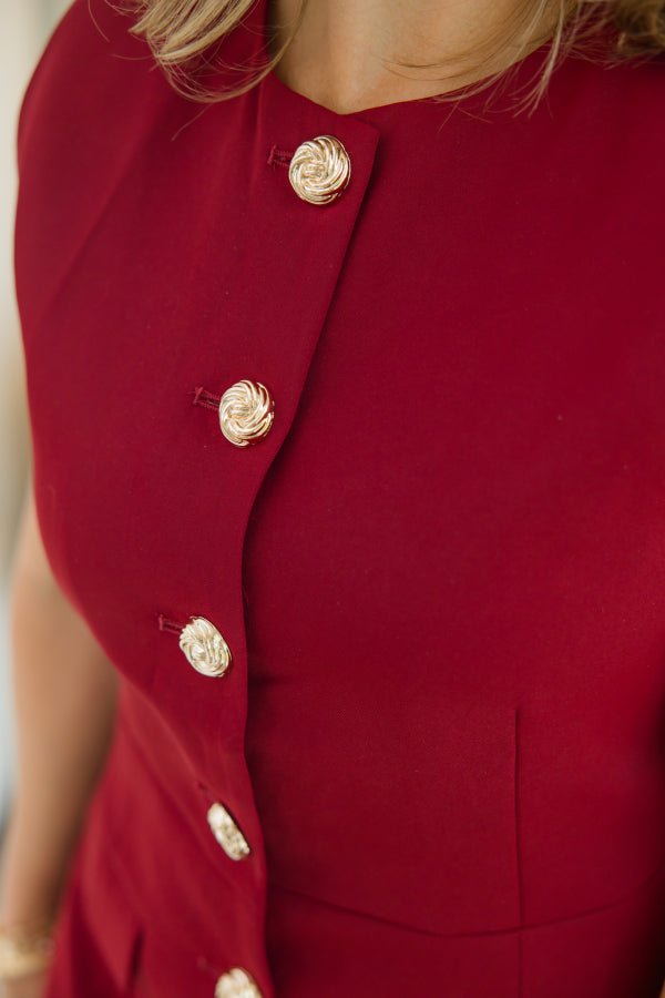 Crimson Button - Up Mini Dress - Simply Polished Boutique
