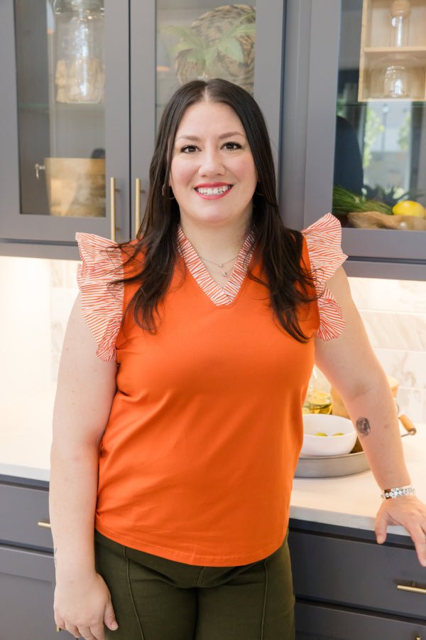 Dakota Striped V - Neck Top - Simply Polished Boutique