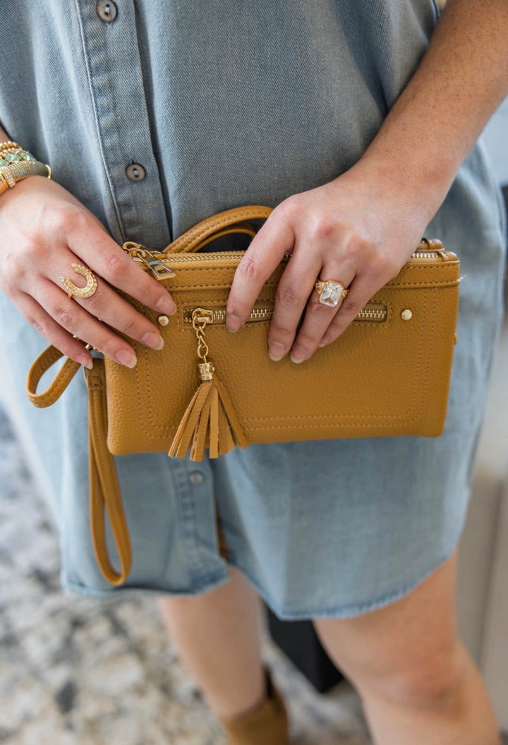 Denim &amp; Gold Shirt Dress - Simply Polished Boutique