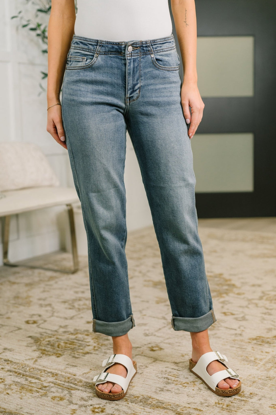 Doris Mid Rise Boyfriend with Adjustable Back Tab + Hollywood WB - Simply Polished Boutique