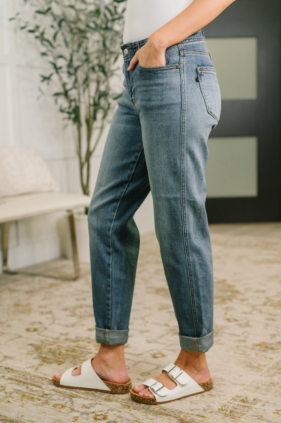 Doris Mid Rise Boyfriend with Adjustable Back Tab + Hollywood WB - Simply Polished Boutique