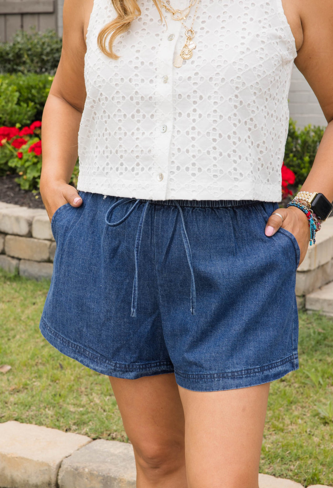 Easy Days Tie Waist Denim Shorts - Simply Polished Boutique