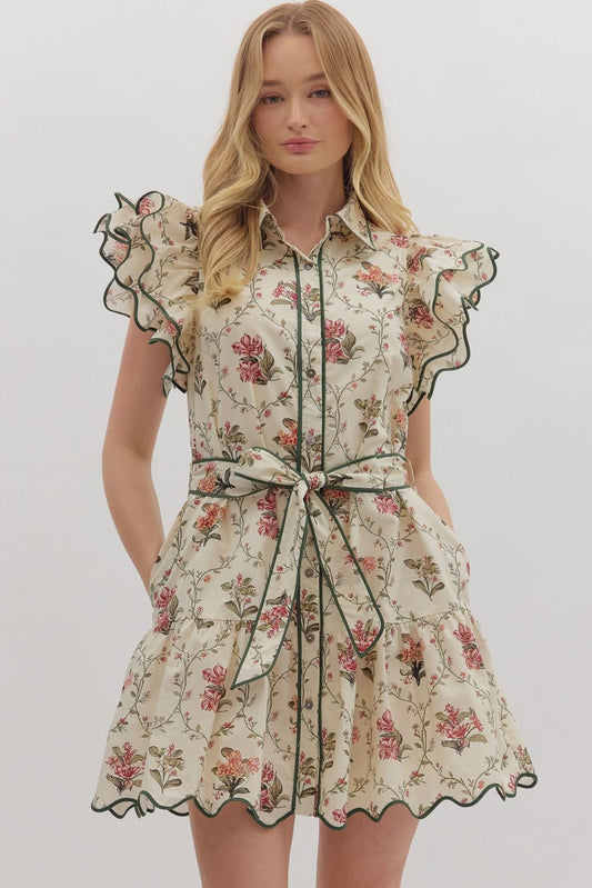 Autumn Petals Tiered Mini Dress