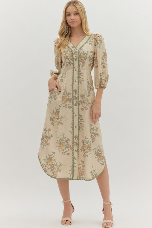 Amber Fields Midi Dress - Simply Polished Boutique
