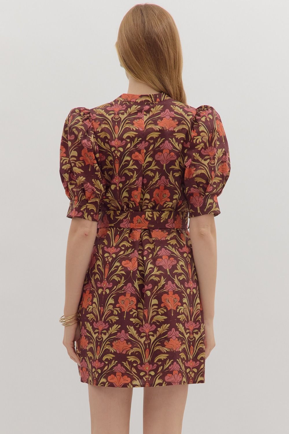 Autumn Garden Belted Mini Dress