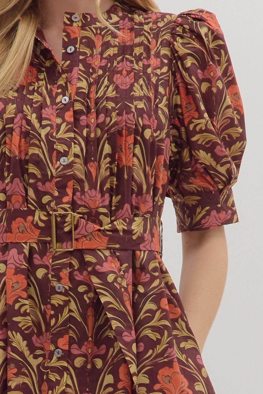 Autumn Garden Belted Mini Dress