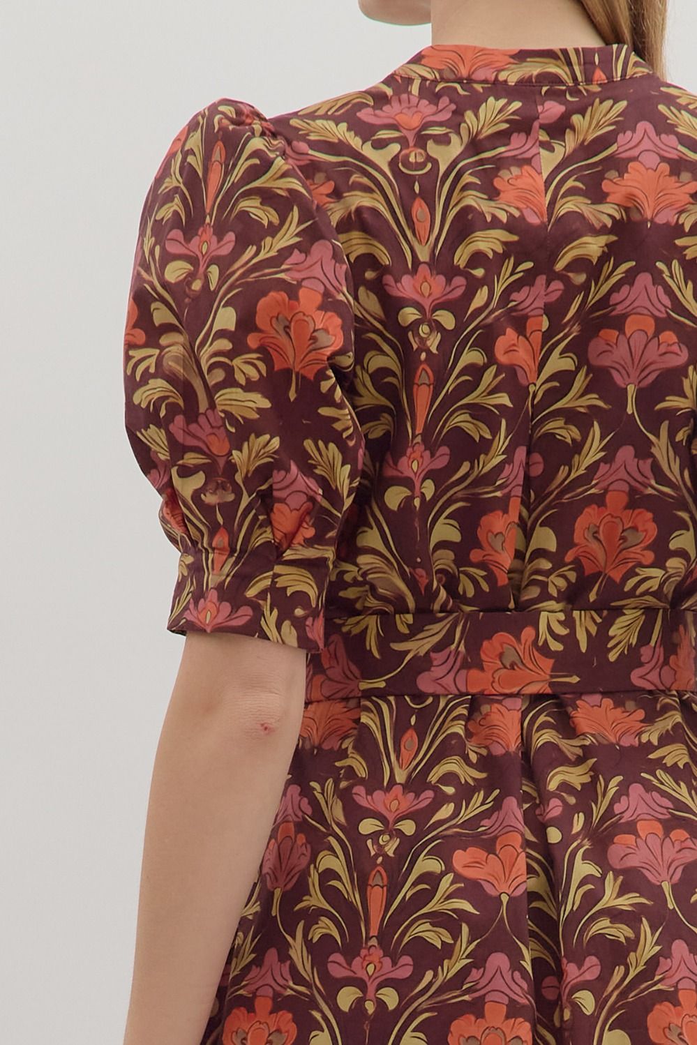 Autumn Garden Belted Mini Dress