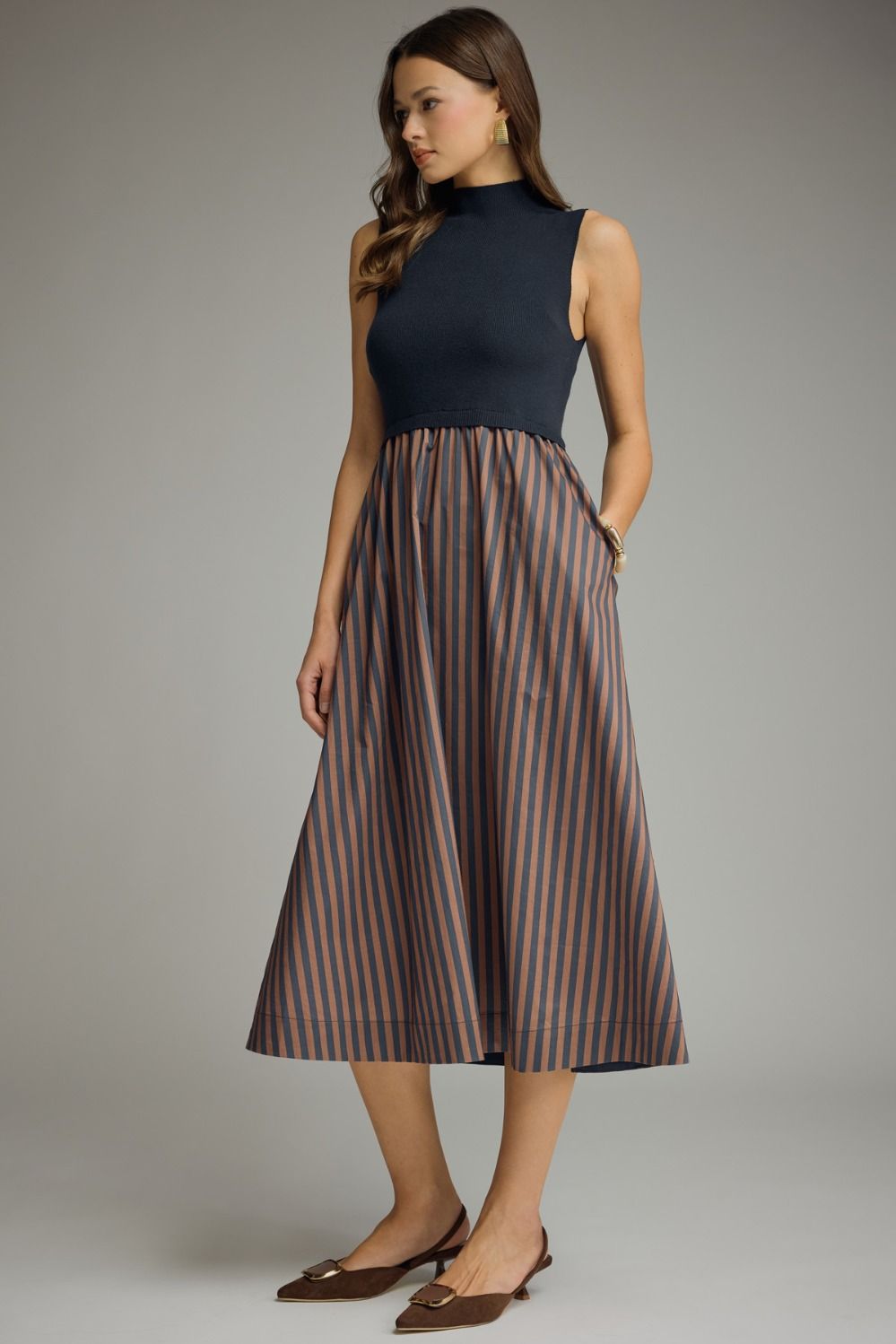 Autumn in Navy Midi Dress