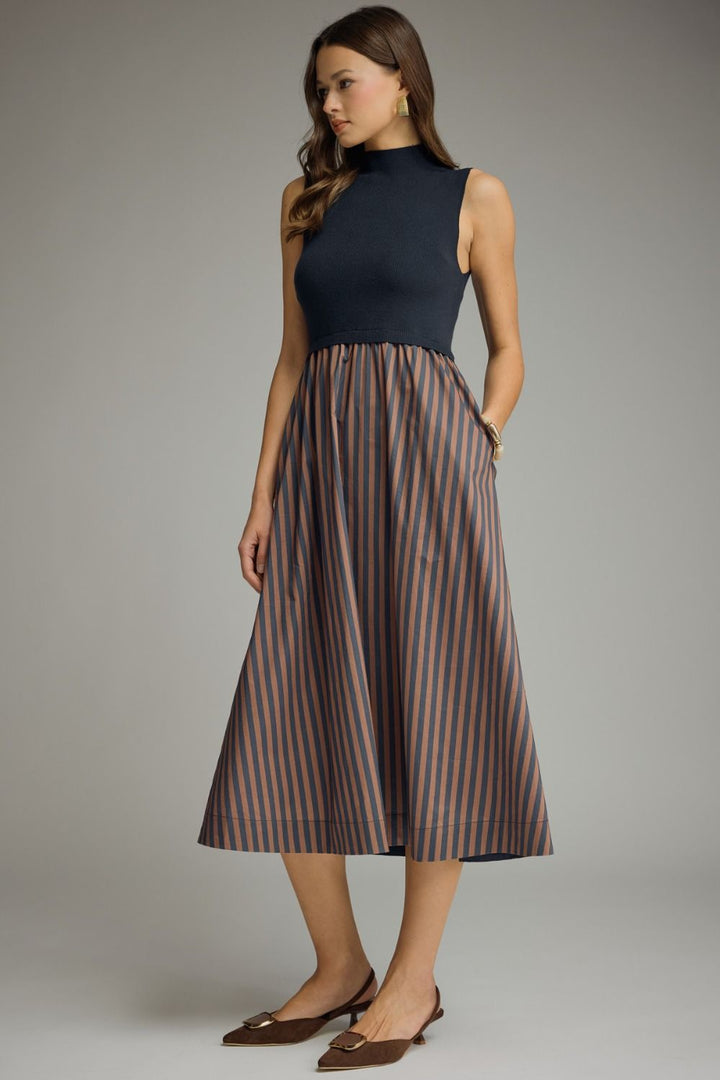 Autumn in Navy Midi Dress