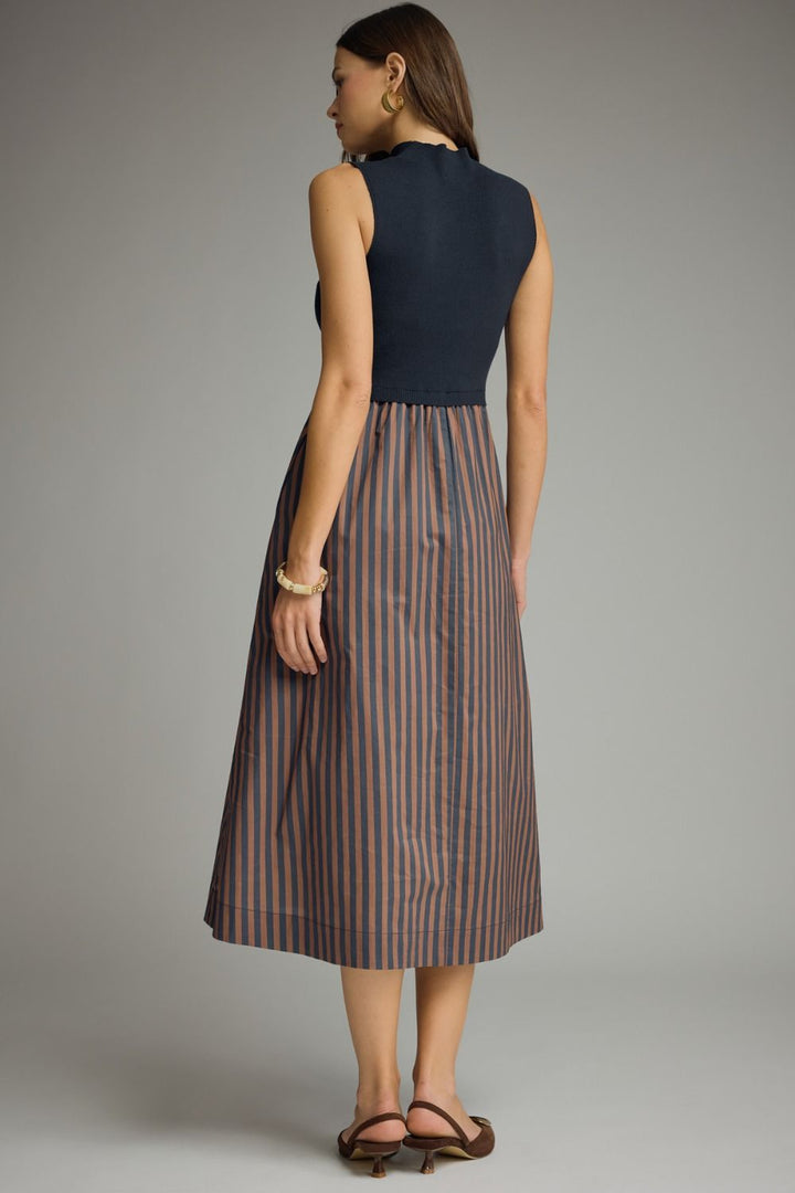 Autumn in Navy Midi Dress