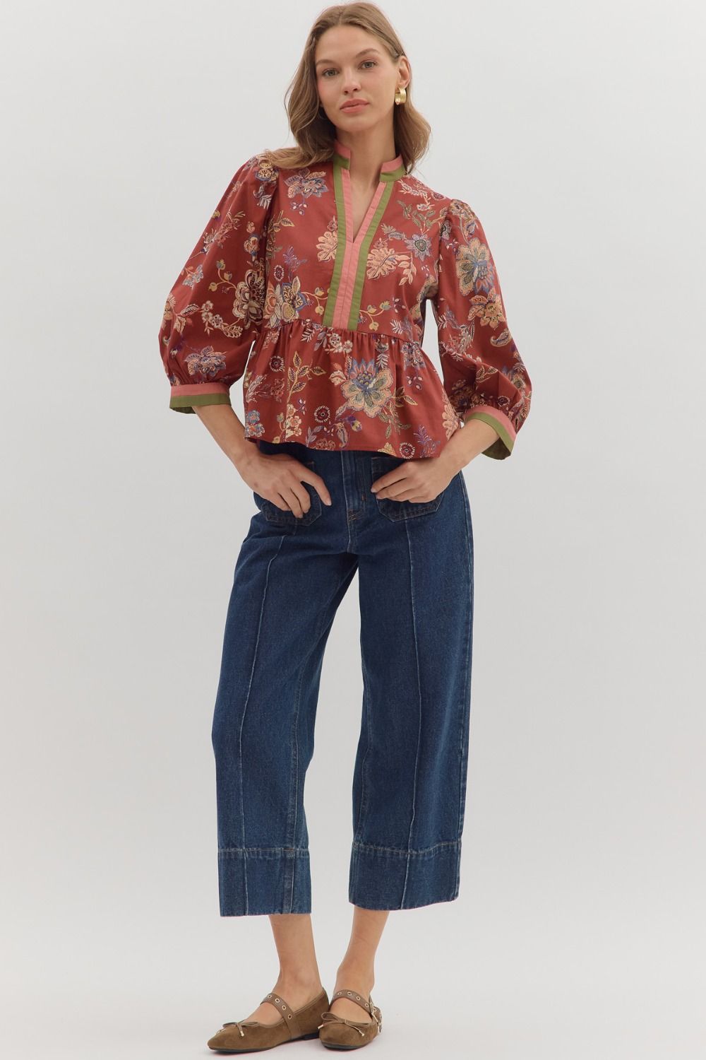 Autumn Flora Peplum Top