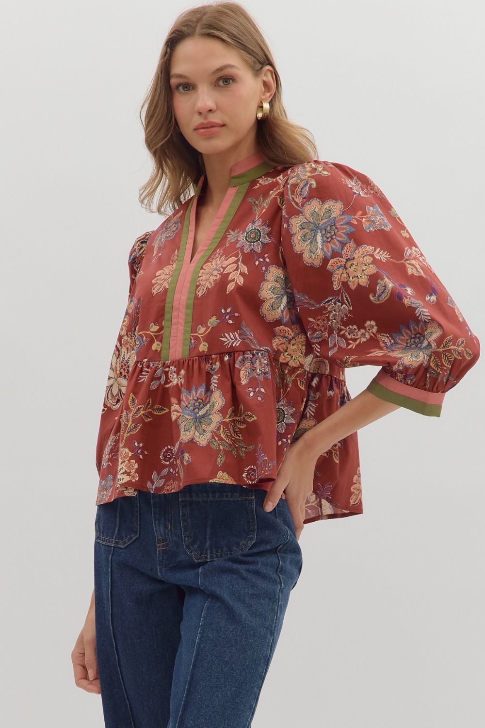 Autumn Flora Peplum Top