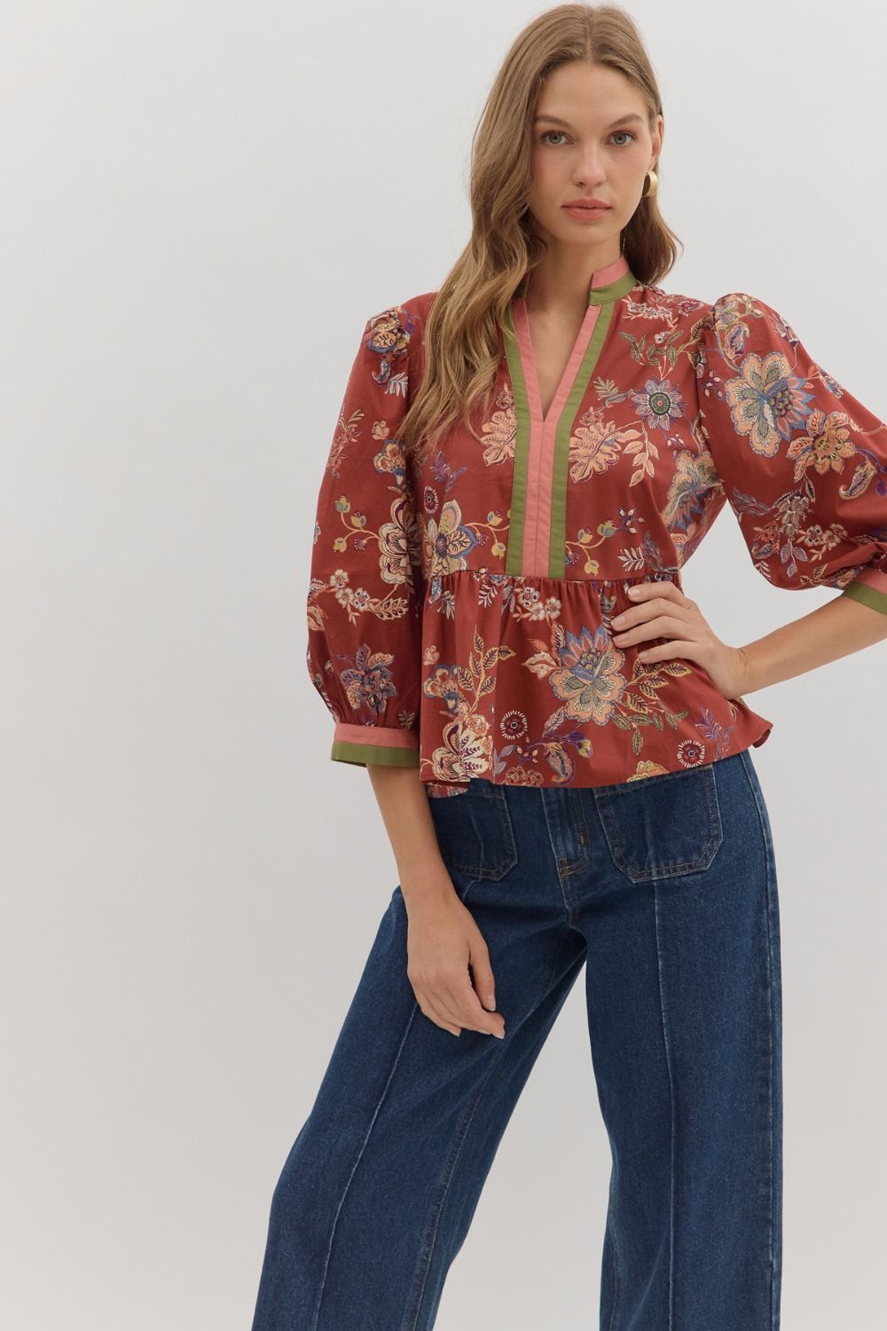 Autumn Flora Peplum Top