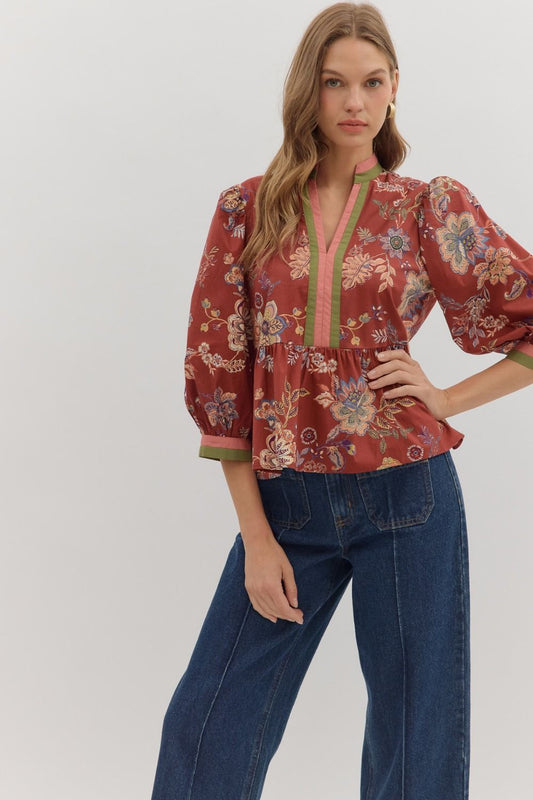 Autumn Flora Peplum Top