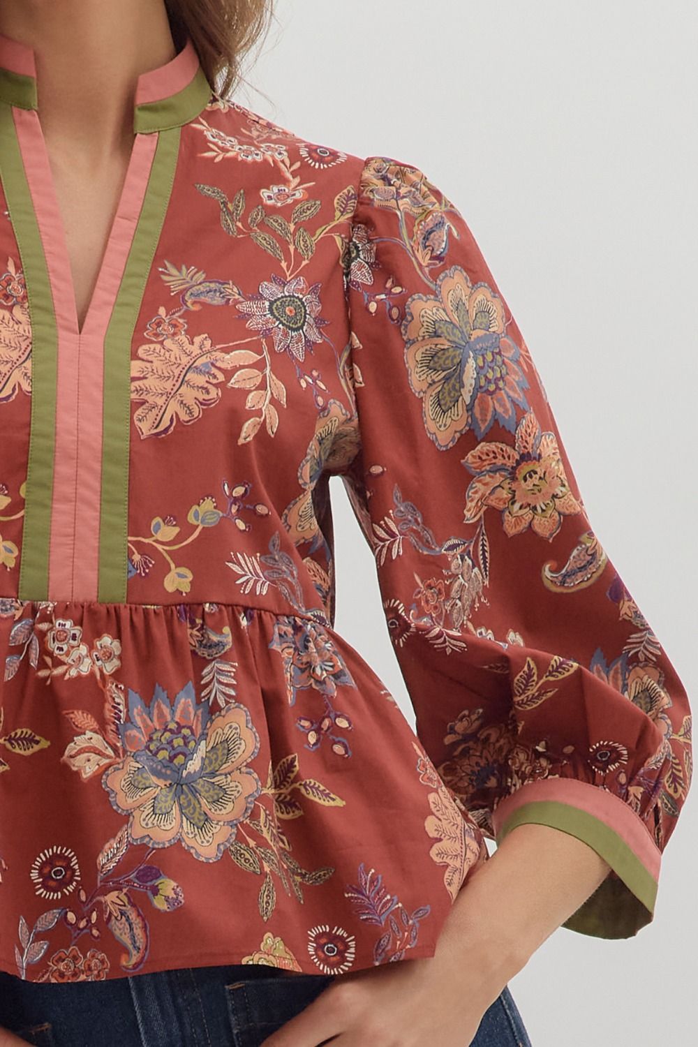 Autumn Flora Peplum Top