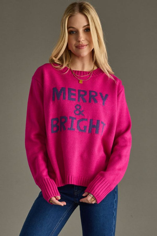 Merry & Bright Magenta Sweater