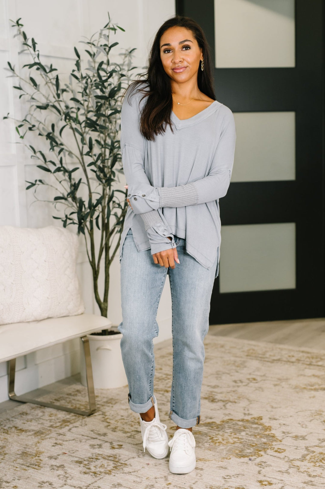 Feel That Something Contrast Sleeve Top - Simply Polished Boutique