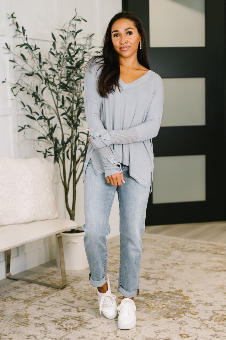 Feel That Something Contrast Sleeve Top - Simply Polished Boutique