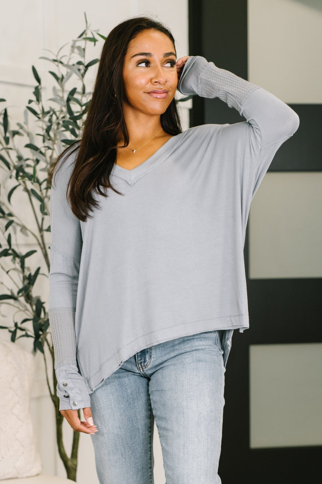 Feel That Something Contrast Sleeve Top - Simply Polished Boutique