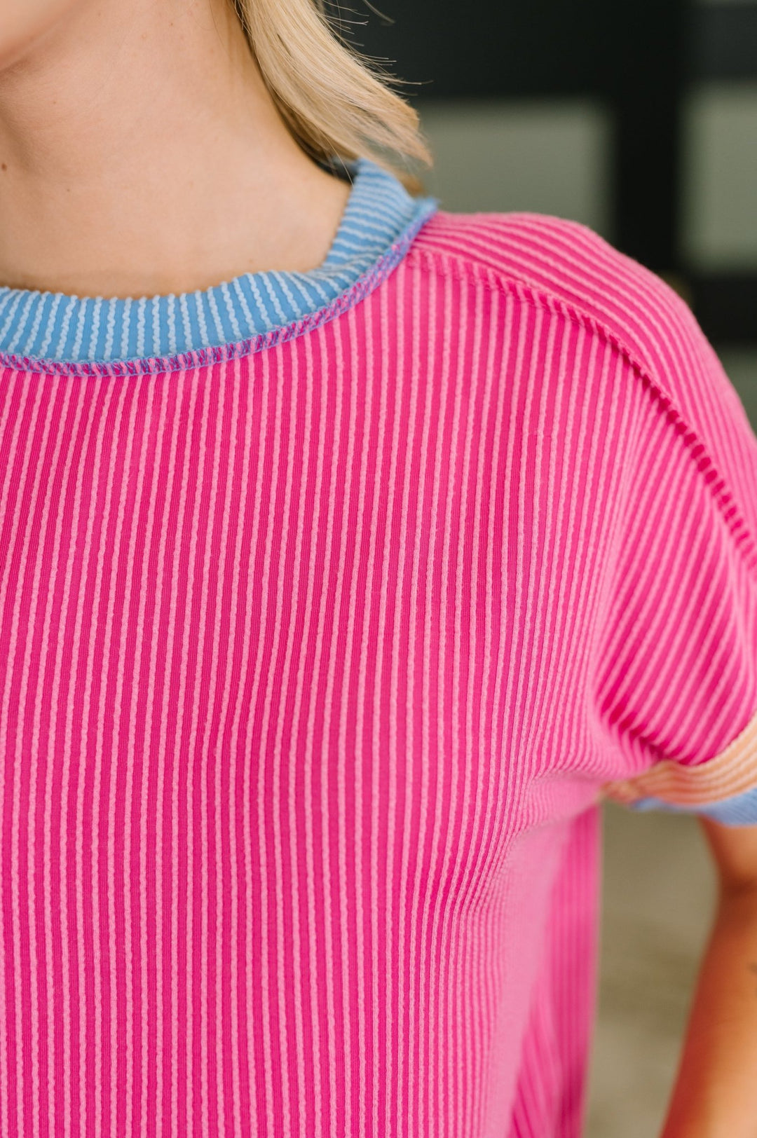 Felt Like This Before Textured Contrast Top - Simply Polished Boutique
