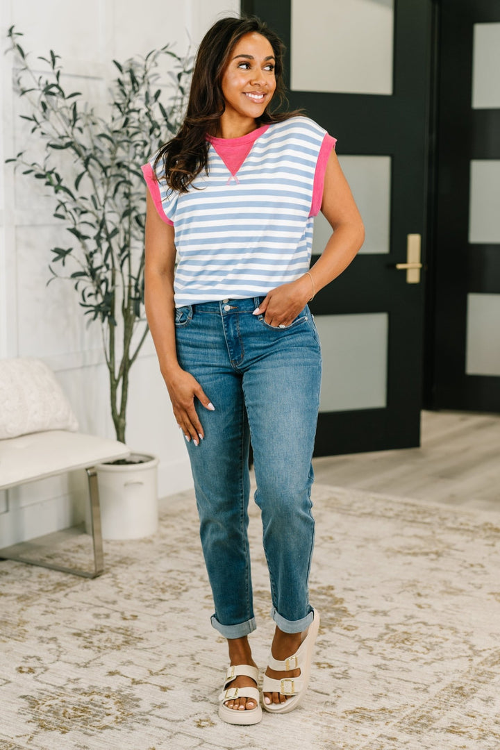 Following Through Color Block Muscle Tee - Simply Polished Boutique