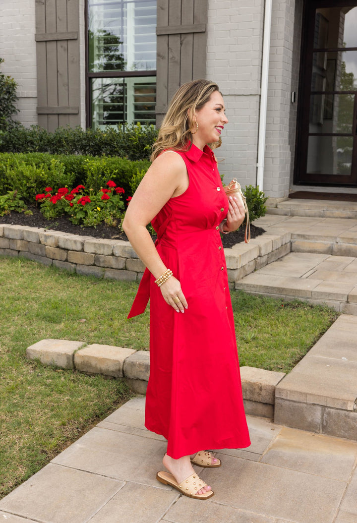 Freedom Tie Waist Midi Dress - Simply Polished Boutique