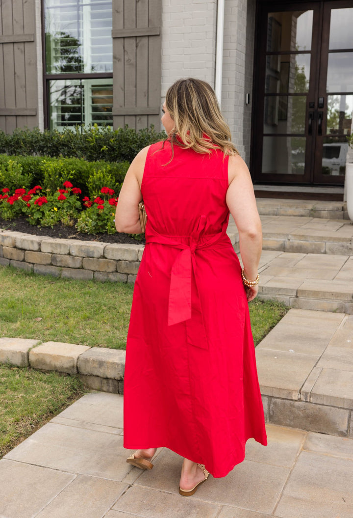 Freedom Tie Waist Midi Dress - Simply Polished Boutique