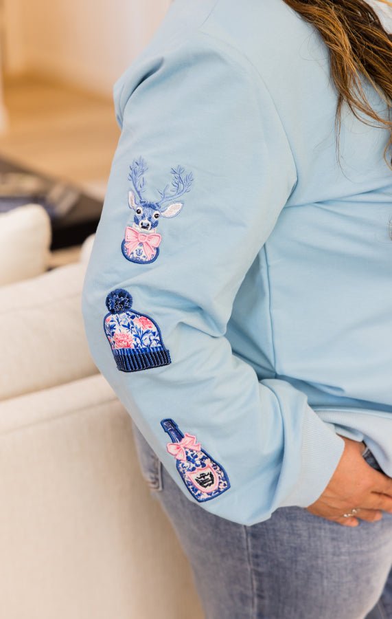 Frosted Noel Embroidered Sweatshirt - Simply Polished Boutique