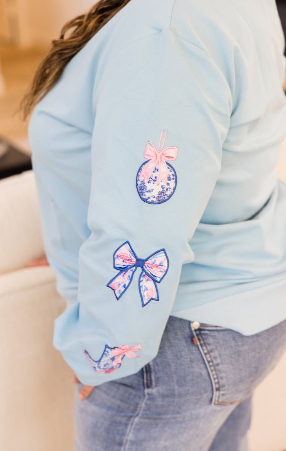 Frosted Noel Embroidered Sweatshirt - Simply Polished Boutique