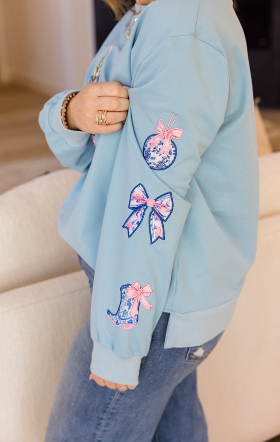 Frosted Noel Embroidered Sweatshirt - Simply Polished Boutique