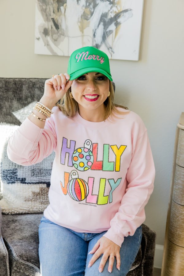 Glitter Holly Jolly Sweatshirt - Simply Polished Boutique