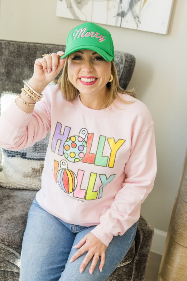 Glitter Holly Jolly Sweatshirt - Simply Polished Boutique