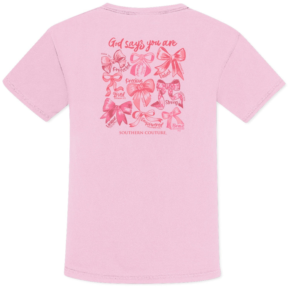 God Says You Are – Bows Comfort Colors Tee - Simply Polished Boutique
