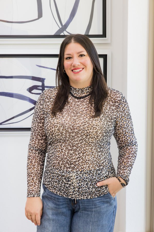 Golden Glimmer Leopard Mesh Top - Simply Polished Boutique