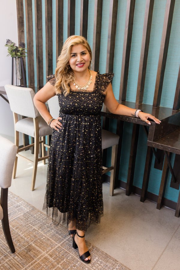 Golden Glow Mesh Dress - Simply Polished Boutique