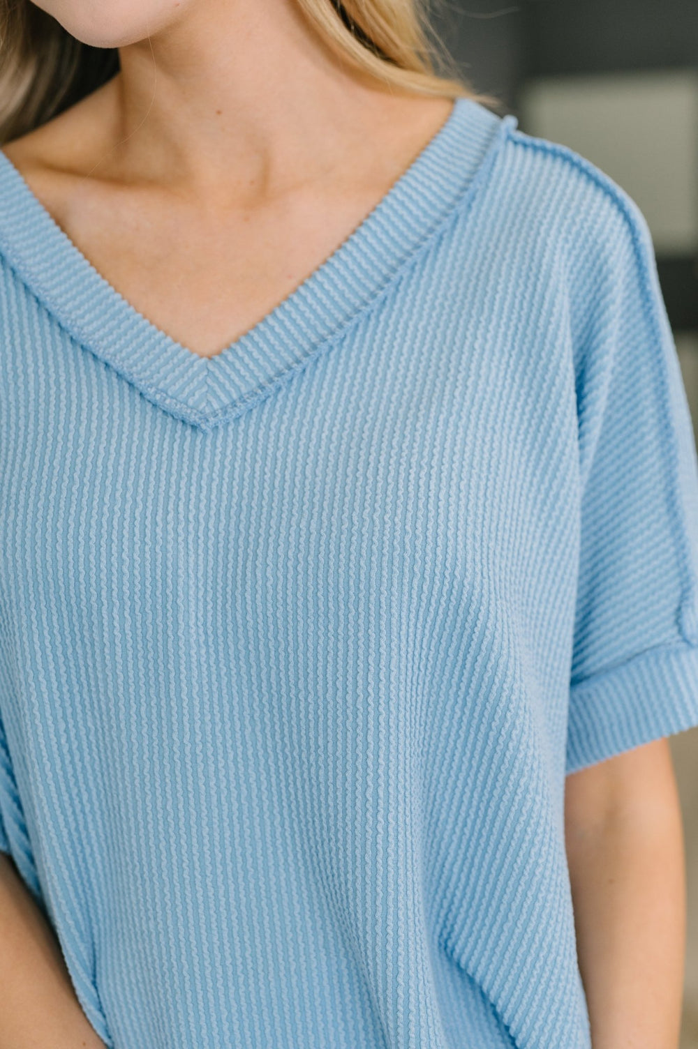 Growing Restless V - Neck Tee in Spring Blue - Simply Polished Boutique