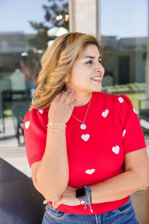 Harlow Heart Knit Top - Simply Polished Boutique