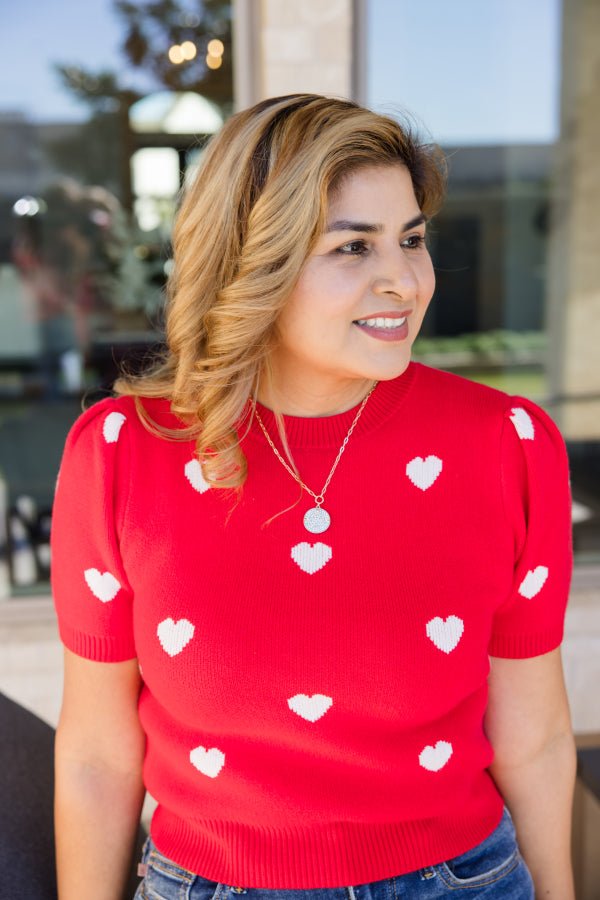 Harlow Heart Knit Top - Simply Polished Boutique