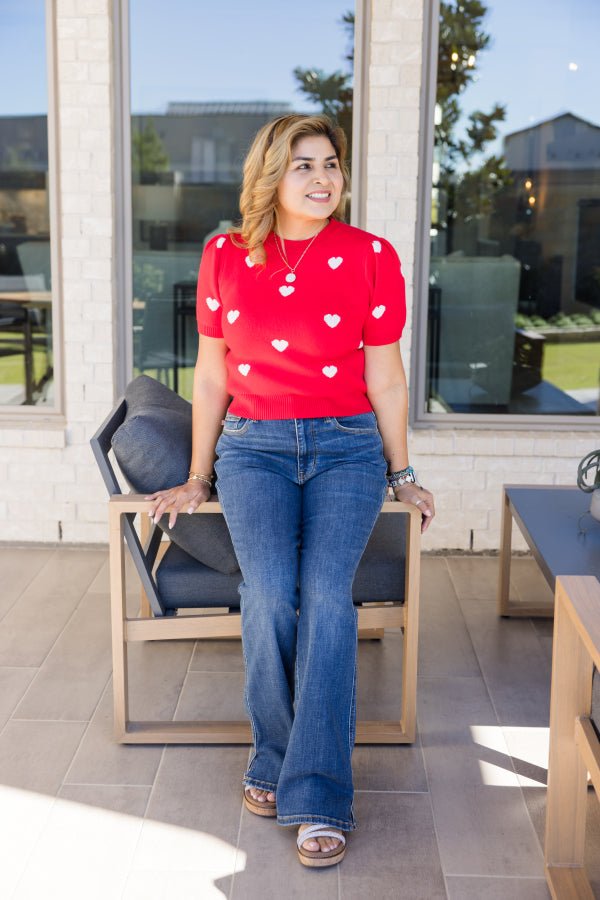 Harlow Heart Knit Top - Simply Polished Boutique