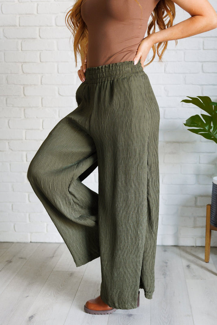 Harmony High Rise Wide Pants in Olive - Simply Polished Boutique