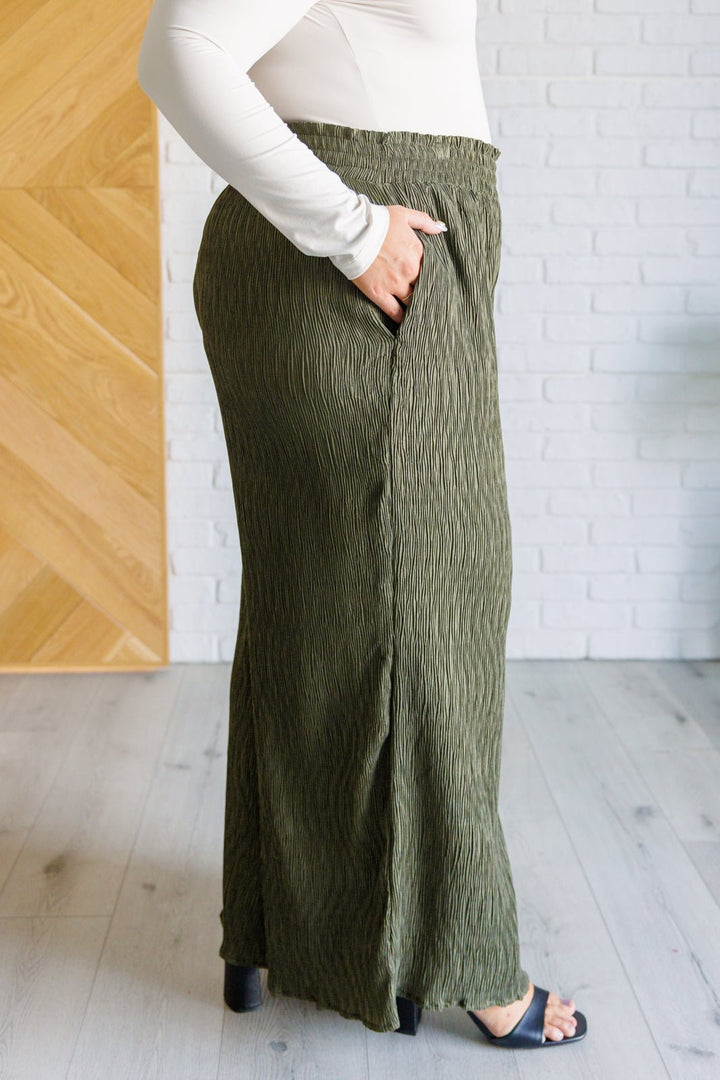 Harmony High Rise Wide Pants in Olive - Simply Polished Boutique