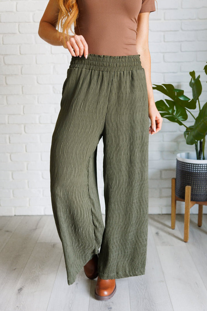 Harmony High Rise Wide Pants in Olive - Simply Polished Boutique